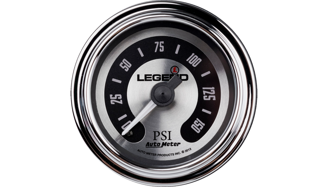 Legend Fairing Mounted PSI Gauge - LED Backlit - Spun Aluminum - 97-13 Touring