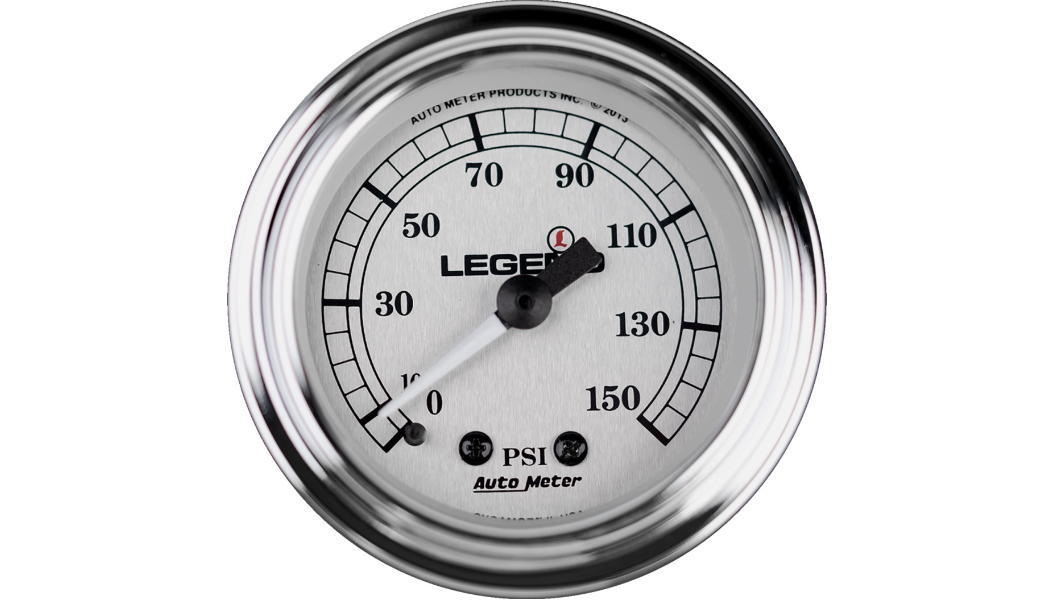 Legend Suspension Fairing Mounted LED Backlit PSI Gauge - Silver