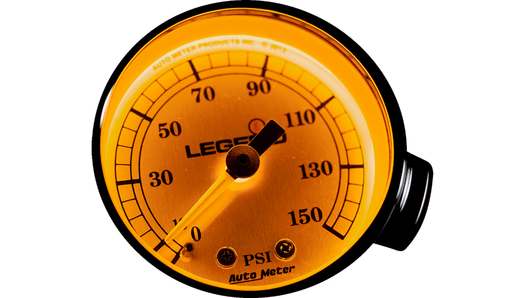 Legends LED Backlit Air Pressure Gauge - 0-150 PSI Silver Face For Motorcycle Fairings