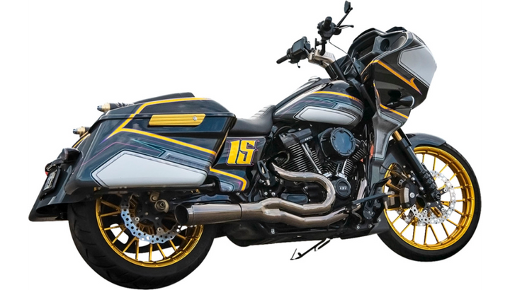 Bassani Road Rage II Mid Length 2-into-1 Exhaust System - Mercury Black Chrome - M8 Touring