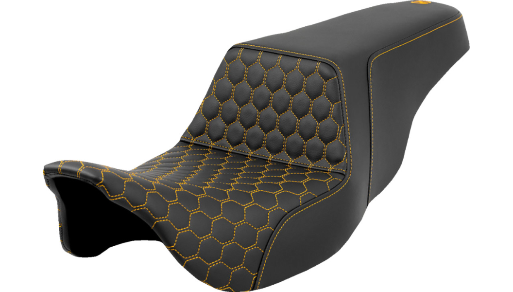 Saddlemen Step-Up Seat - Honeycomb - Gold Stitching - 08-23 Touring - 808-07B-17707