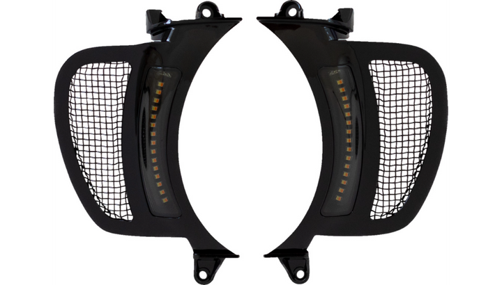 Custom Dynamics Genesis 4 Dynamic LED Road Glide Vent Inserts - Amer/White - Black W/ Black Mesh - 15-23 Road Glide
