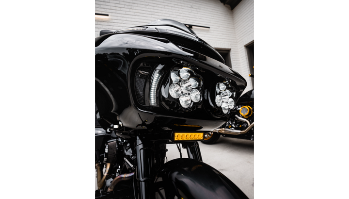 Custom Dynamics Genesis 4 Dynamic LED Road Glide Vent Inserts - Amer/White - Black W/ Black Mesh - 15-23 Road Glide