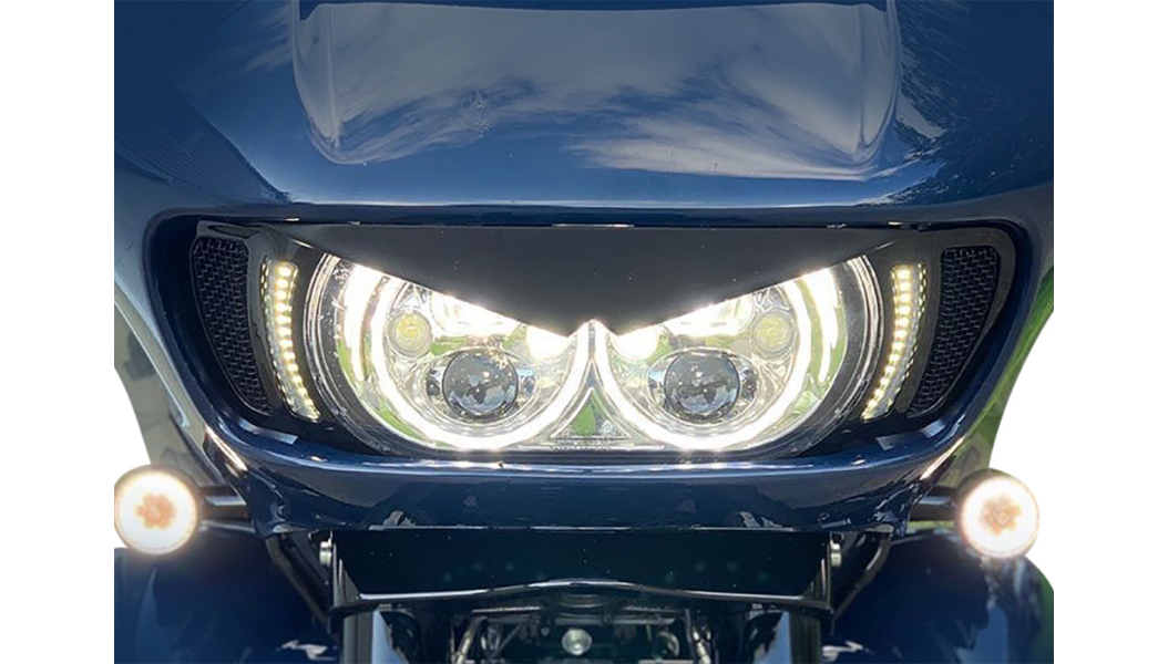 Custom Dynamics Genesis 4 Dynamic LED Road Glide Vent Inserts - Amer/White - Black W/ Black Mesh - 15-23 Road Glide