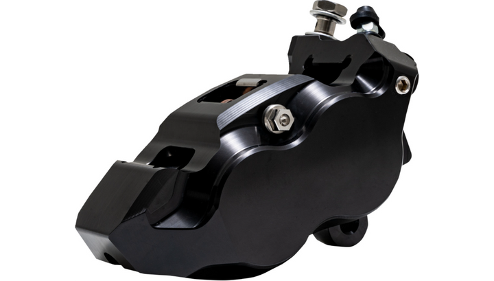 Performance Machine PM Race Series Monobloc Caliper 137 x 4B - Left - Black Anodized with Clear Bore Caps - Softail - 0053-2957-MC