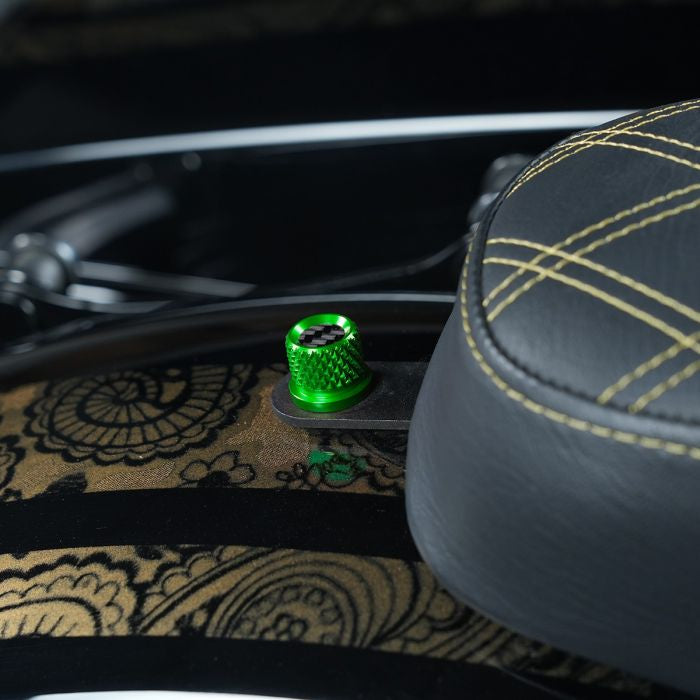 Custom Color Carbon Fiber 1/4" Knurled Seat Bolt / Screw Kit for Harley-Davidson® - Green