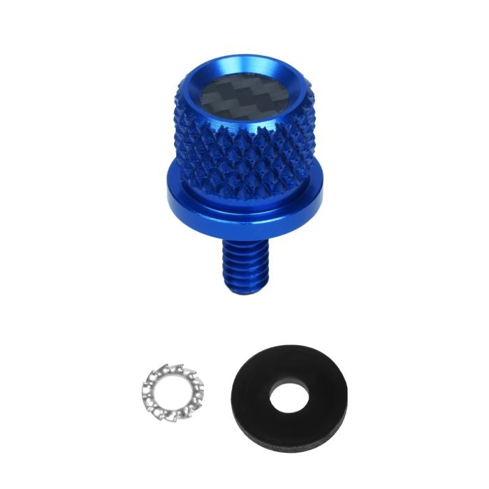 HogWorkz Blue Carbon Fiber 1/4" Knurled Seat Bolt / Screw Kit for Harley-Davidson® - HW121054