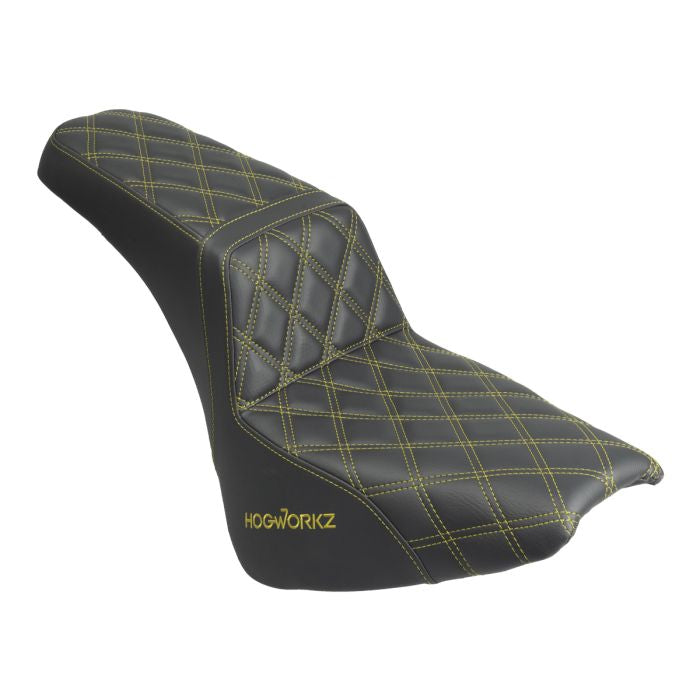 HogWorkz Rise Up Seat for Harley® Street Bob FXBB / Standard FXST '18-'26 (Gold Stitch) - HW122018