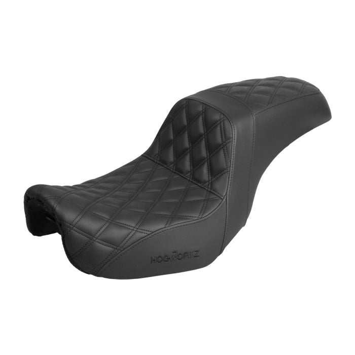 HogWorkz Rise Up Seat for Harley® Dyna '06-'17 (Diamond / Black Stitch) - HW122022