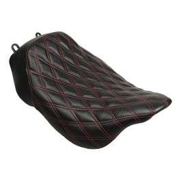 Alpha Solo Seat for Harley® Touring '08-'23 (Diamond / Red Stitch)