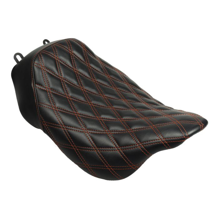 HogWorkz Alpha Solo Seat for Harley® Touring '08-'23 (Diamond / Orange Stitch) - HW122028