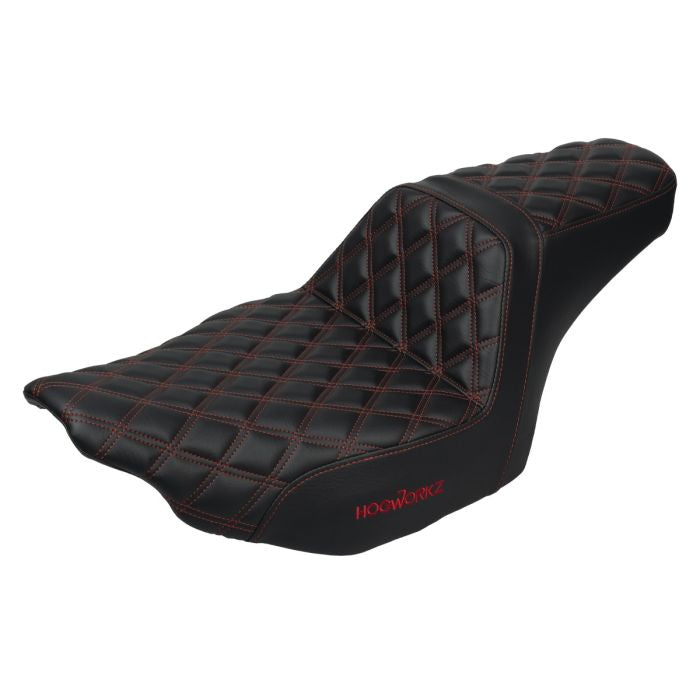 HogWorkz Rise Up Seat for Harley® Touring '23.5-'26 (Diamond / Red Stitch) - HW122031