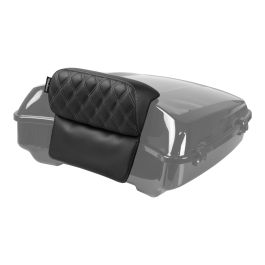 HOGWORKZ® Diamond Stitched Slim Tour Pack Backrest Pad | Silver Stitching