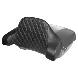 HOGWORKZ® Diamond Stitched Chopped Tour Pack Backrest Pad | Silver Stitching