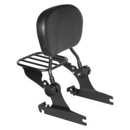 Black Sissy Bar Backrest & Luggage Rack for Harley® Softail / Fatboy / Night Train