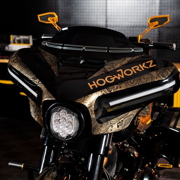 Custom Color HOGWORKZ® Flowz™ 5" Windshield for Harley® Touring '14-'23 - Dark Smoke
