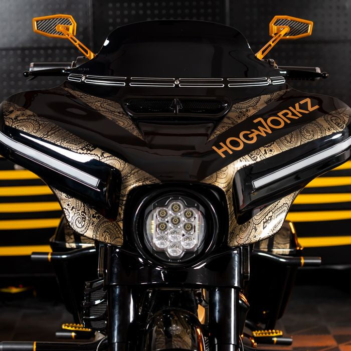 Custom Color HOGWORKZ® Flowz™ 7" Windshield for Harley® Touring '14-'23 - Dark Smoke
