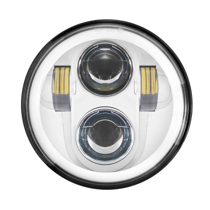 HogWorkz 5 3/4" LED Chrome HALOMAKER® Headlight for '18-'26 Harley® Street Bob / Low Rider / Standard - HW195213
