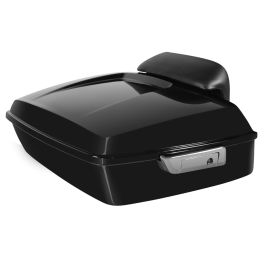 Vivid Black Chopped Tour Pack w/ Slim Backrest & Chrome Hardware for Harley® Touring '97-'26