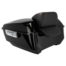 Vivid Black King Tour Pack w/ Slim Backrest & Chrome Hardware for Harley® Touring '97-'26