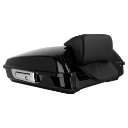 Vivid Black Razor Tour Pack w/ Slim Backrest & Chrome Hardware for Harley® Touring '97-'25