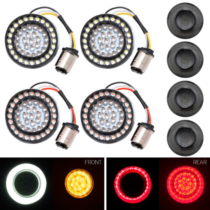 HogWorkz HALOMAKER® LED Front & Rear Turn Signals for Harley-Davidson® | 1157 Base, Bullet Lens - HW307033
