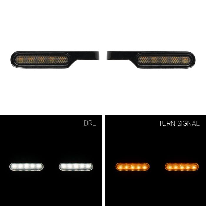 HogWorkz LED Handlebar Turn Signals & DRL for Harley® (Hydraulic Clutch) | Black - HW307043