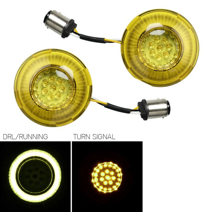 HogWorkz Goldtooth™ LED Front Turn Signals for Harley-Davidson® | 1157 Base, Bullet Lens - HW307045