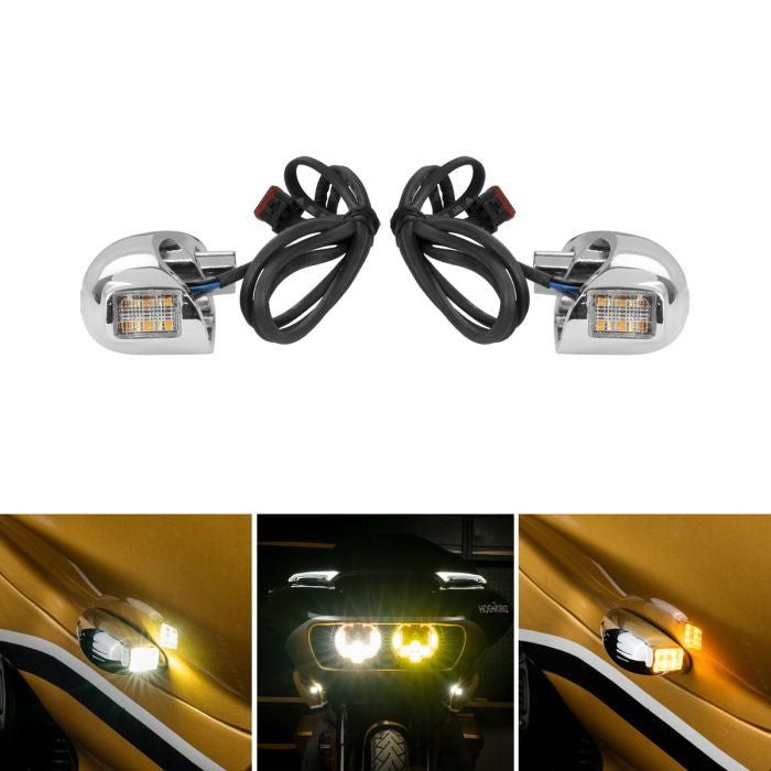 HogWorkz LED Podz Turn Signals for Harley® Road Glide '15-'25 - Chrome - HW307049