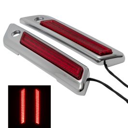 Chrome Saddlebag LED Latch Coverz™ for Harley® Touring '14-'23 | Red Lens