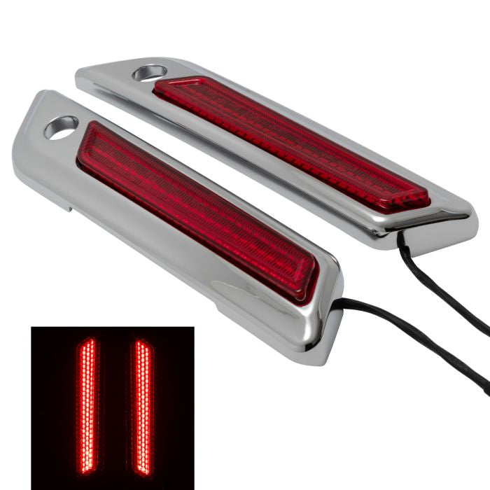 HogWorkz Black Saddlebag LED Latch Coverz™ for Harley® Touring '14-'23 | Red Lens - HW307103