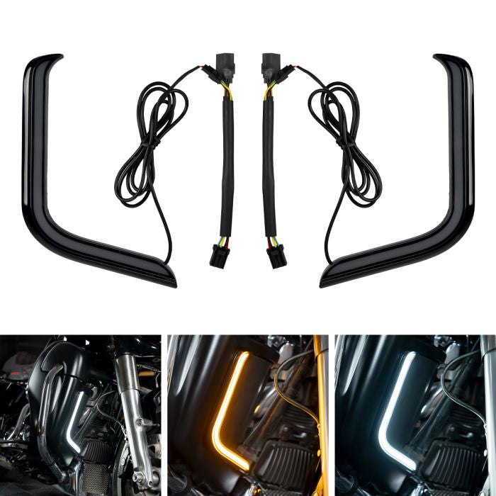 HogWorkz Lumipro Lower Vented Fairing LEDs for Harley® Touring '96-'13 | Black - HW307330