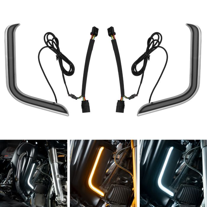HogWorkz Lumipro Lower Vented Fairing LEDs for Harley® Touring '96-'13 | Chrome - HW307331