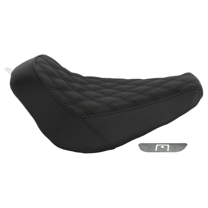 HogWorkz Solo Seat for Wide Bobber Rear Fender for Harley® Softail '18-'26 (Diamond / Black) - HW122007