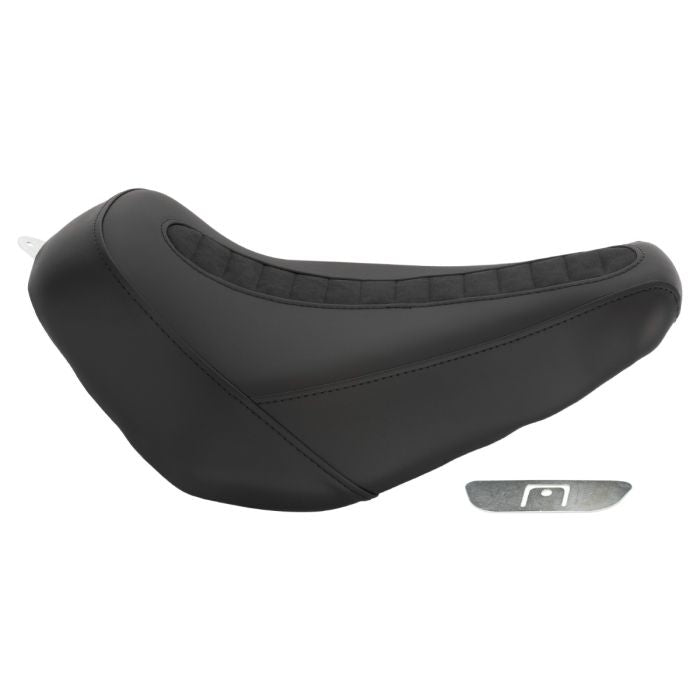 HogWorkz Solo Seat for Wide Bobber Rear Fender for Harley® Softail '18-'26 (Channel / Black) - HW122008