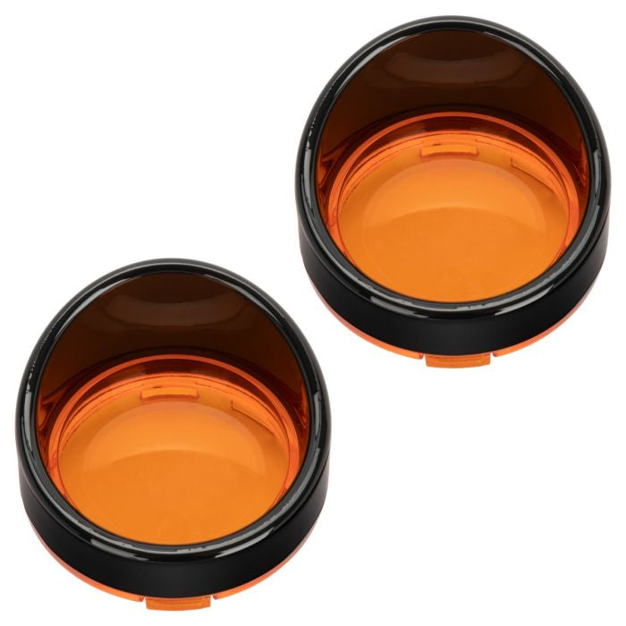 HogWorkz Visor Turn Signal Trim Rings for Harley-Davidson® Models | 1157 Bullet Style Lens ( Black / Amber ) - HW131412