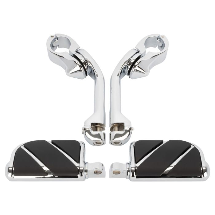 HogWorkz Long Angled Adjustable Highway Foot Pegs & Clamps | Black - HW157031