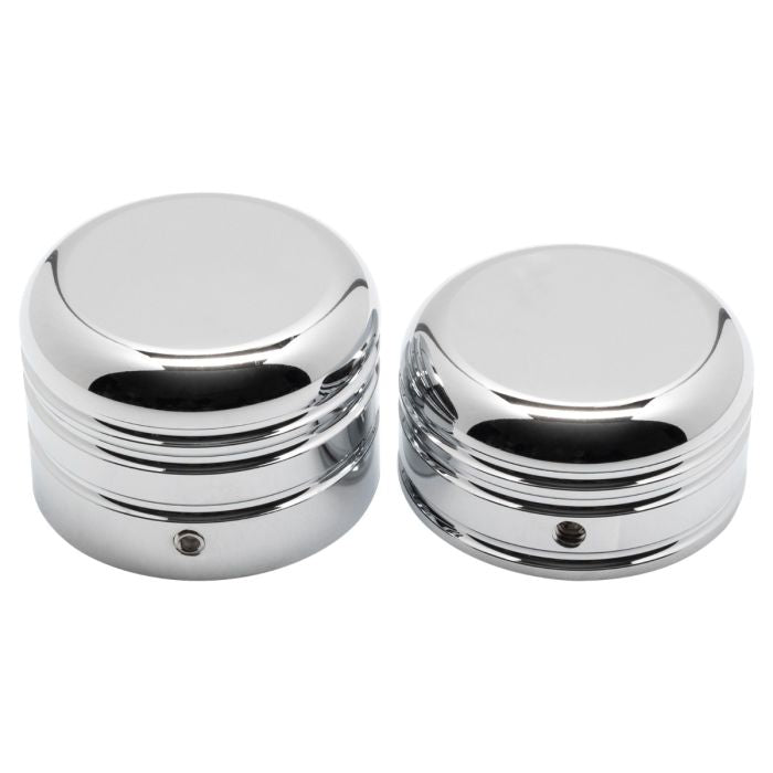 HogWorkz Softail & Dyna Rear Axle Nut Covers for Harley-Davidson® | Contrast Cut Black - HW163020 - HW163021