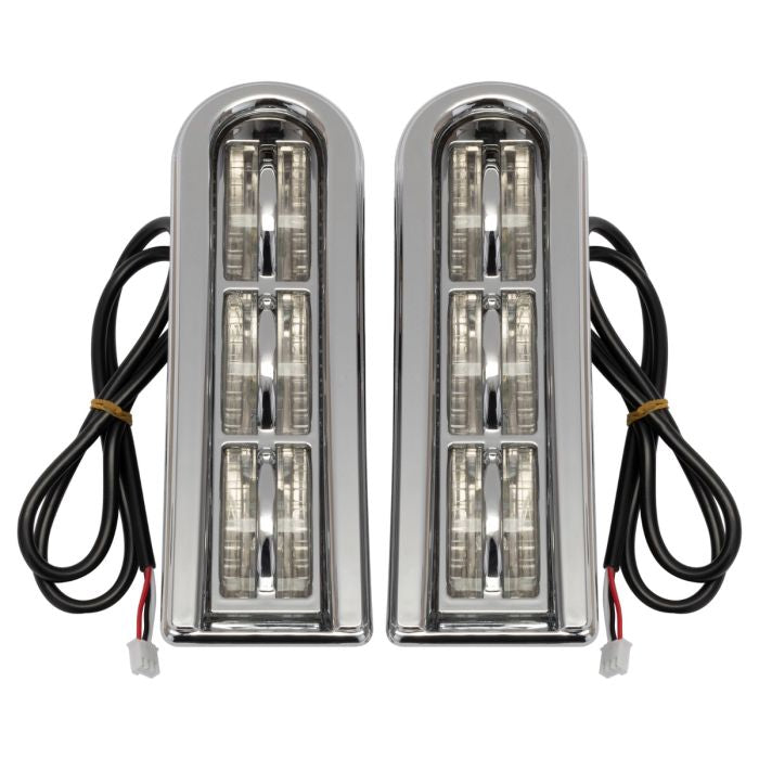 HogWorkz LED Saddlebag Filler Inserts (Run/Brake) in Chrome for Harley® Touring '14-'23 - HW307019