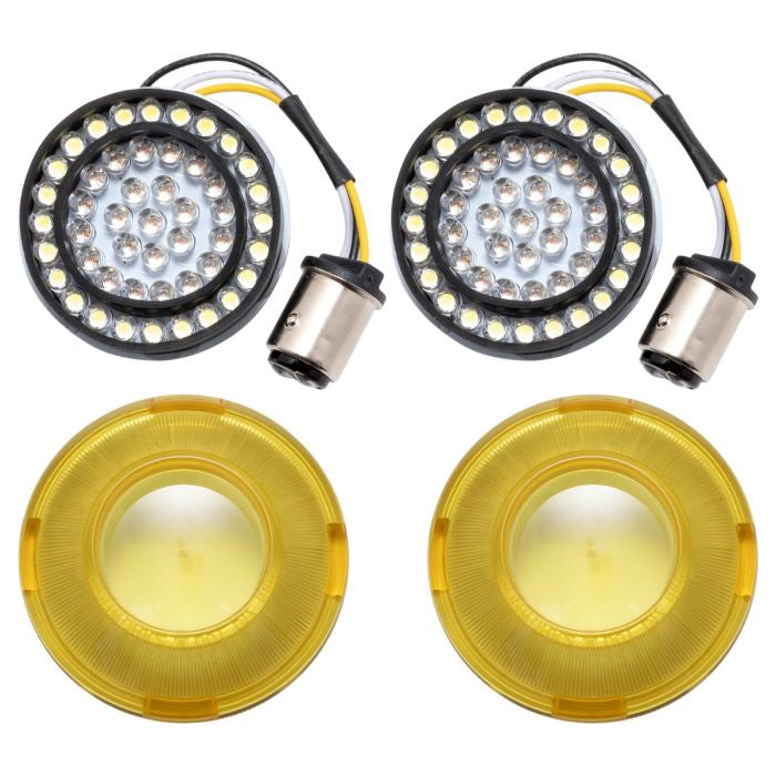 HOGWORKZ® HALOMAKER AMBERZ™ LED Front Turn Signals for Harley-Davidson® | 1157 Base, Bullet Lens