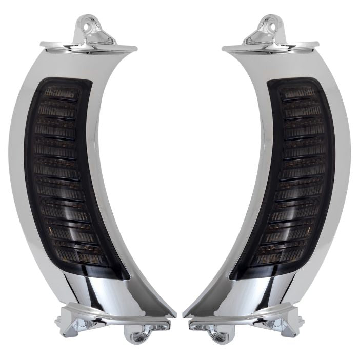 HogWorkz Visionz LED Turn Signal / DRL Vent Inserts for Harley® Road Glide '15-'23 | Chrome - HW307031