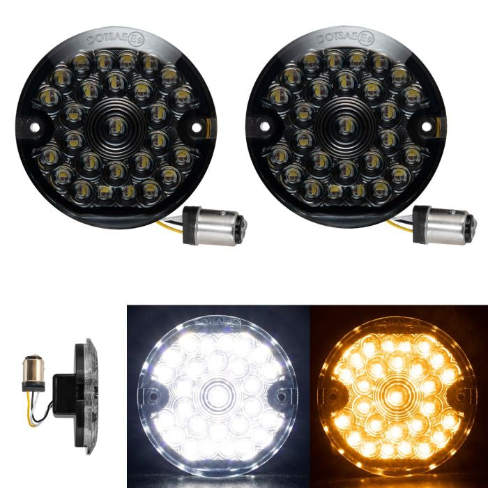 HogWorkz Pro Grid LED Front Turn Signals for Harley-Davidson® | 1157 Base, Flat Lens - HW307010