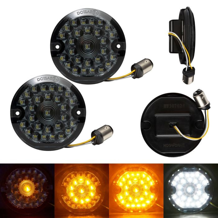 HogWorkz Sequentialz LED Front Turn Signals for Harley-Davidson® | 1157 Base, Flat Lens - HW307024