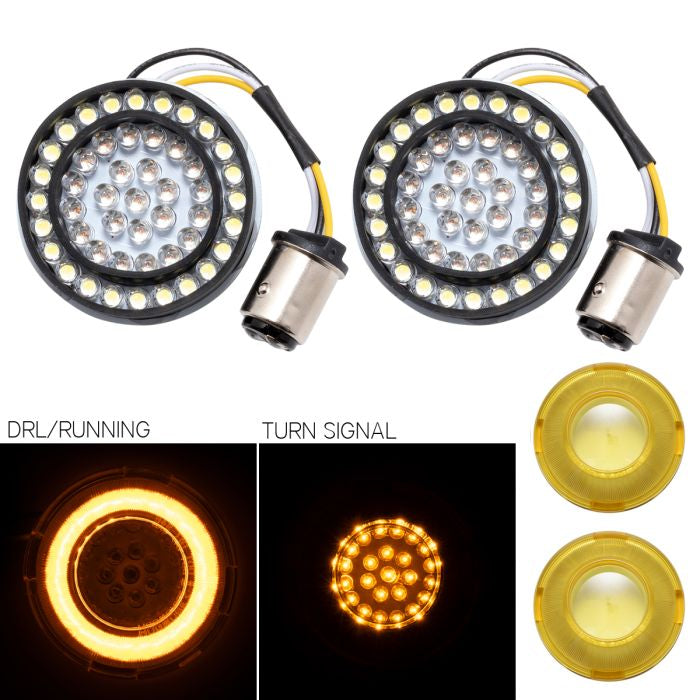 HogWorkz HALOMAKER AMBERZ™ LED Front Turn Signals for Harley-Davidson® | 1157 Base, Bullet Lens - HW307044