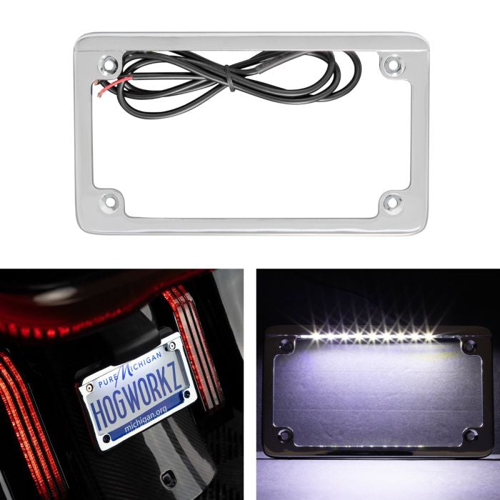 HogWorkz Black LED Low Profile License Plate Frame for Harley-Davidson® Motorcycles - HW131748
