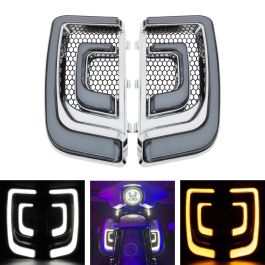 HOGWORKZ® Lumipro LED Rushmore Style Lower Fairing Inserts for Harley® Touring | Chrome
