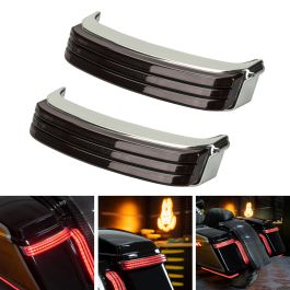 HOGWORKZ® Trilogy™ LED Saddlebag Lights for Harley® Touring '14-'23 | Chrome (Smoked Lens)