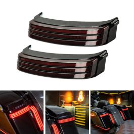 HOGWORKZ® Trilogy™ LED Saddlebag Lights for Harley® Touring '14-'23 | Black (Red Lens)