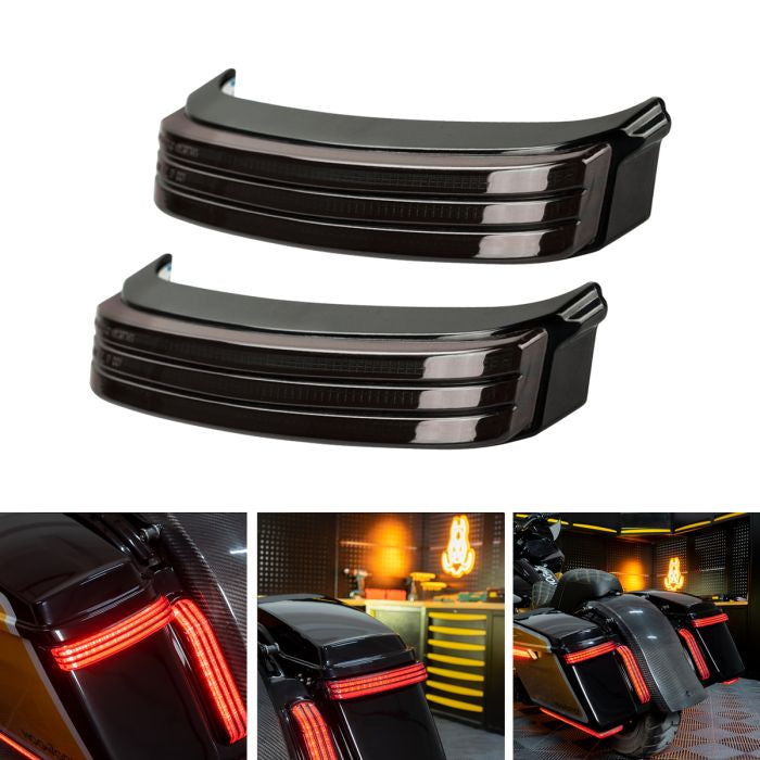 HogWorkz Trilogy™ LED Saddlebag Lights for Harley® Touring '14-'23 | Black (Smoked Lens) - HW307144