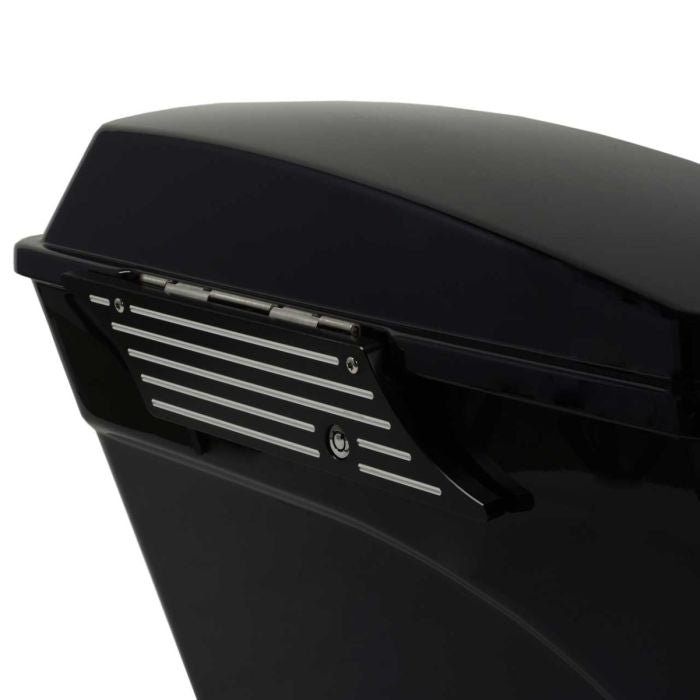 HogWorkz Black Straight Edge Latch Covers for Harley® Saddlebags '94-'13 - HW129135